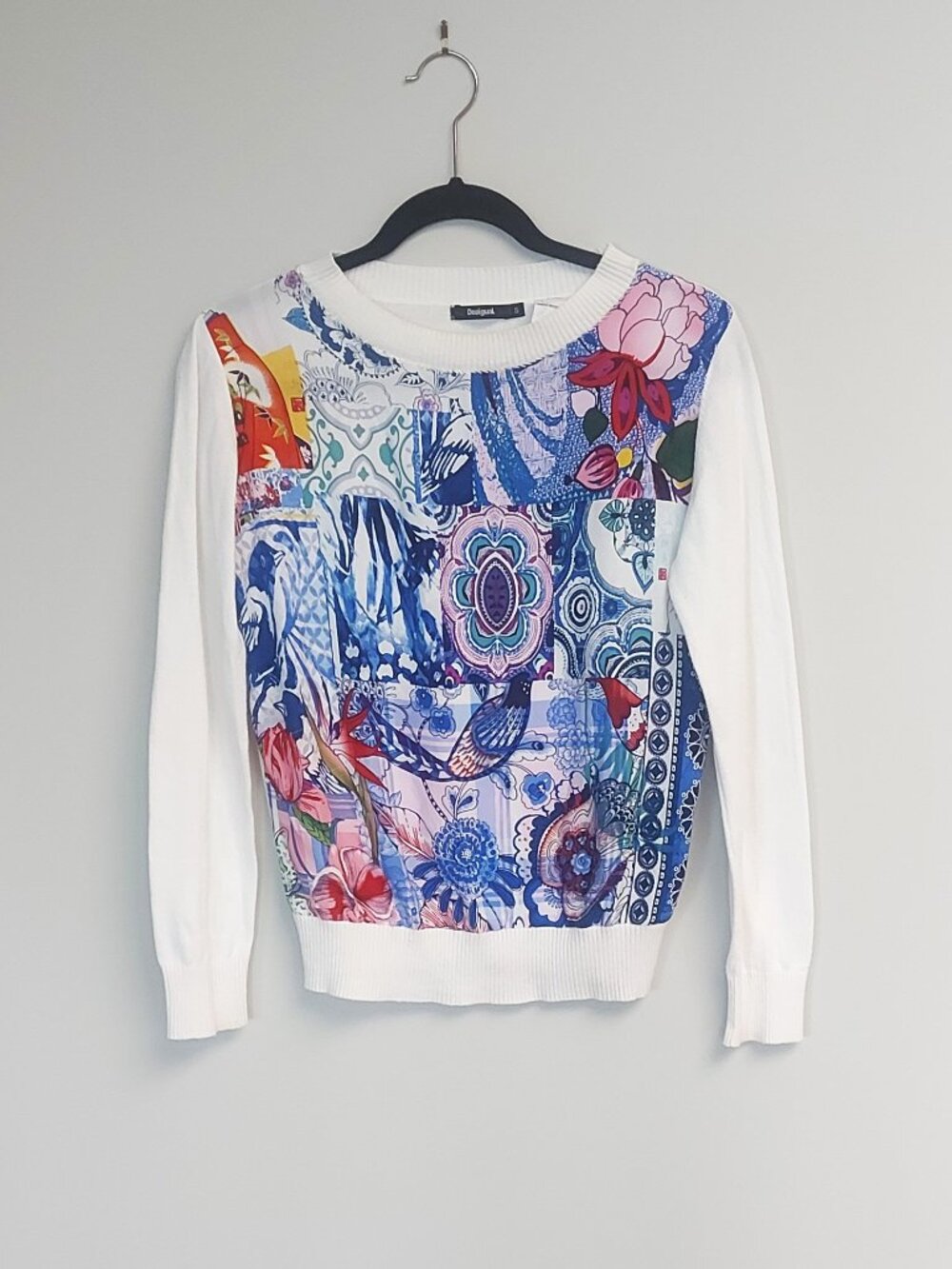 Desigual Lightweight, Colorful, Cotton Blend Sweater - Size S